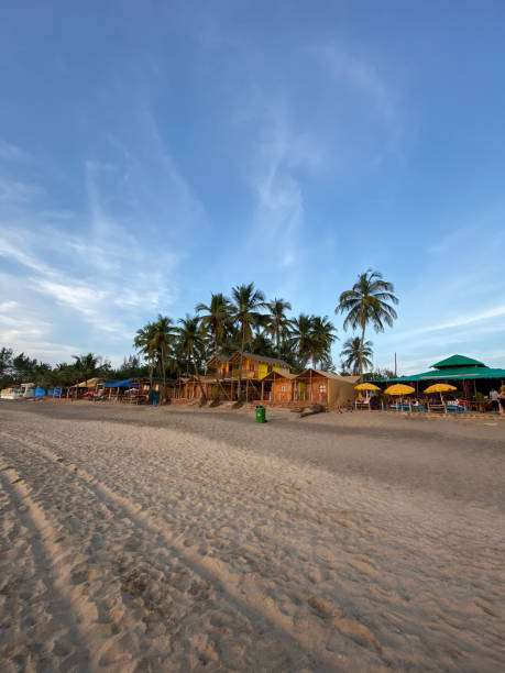 Wide up shot of Beach Shacks at Agonda Beach, Goa, India
