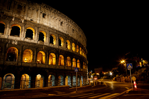 Colosseum by night, historical, arena Rome Italy Europe