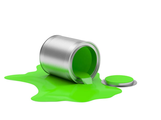 istock Green paint spilled from an open can 1220934745