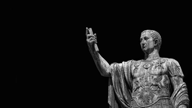 고대 로마의 황제 네르바 (복사 공간이 있는 흑백) - julius caesar augustus caesar statue rome 뉴스 사진 이미지