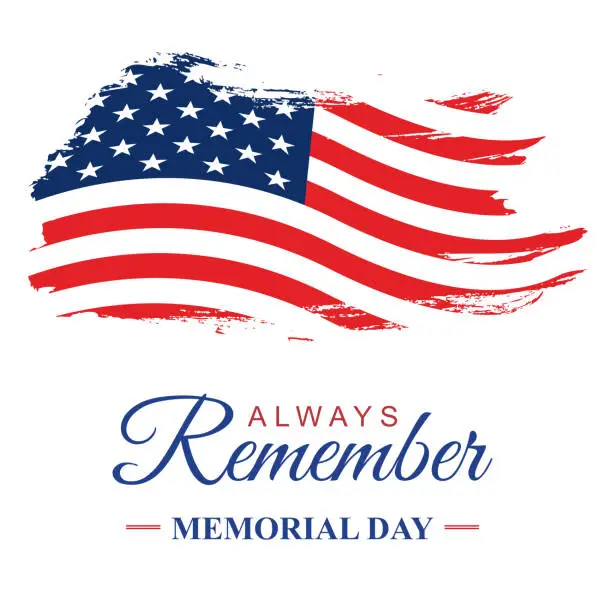 Vector illustration of Memorial day USA, Grunge textured American flag. Vector