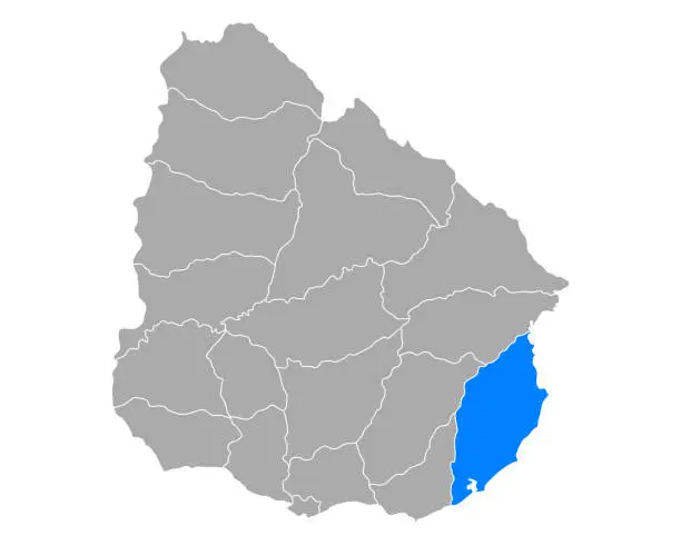 Vector illustration of Map of Rocha in Uruguay