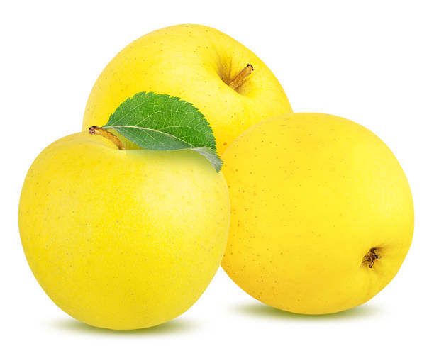 istock Yellow apples isolated on white background with clipping path 1220944209