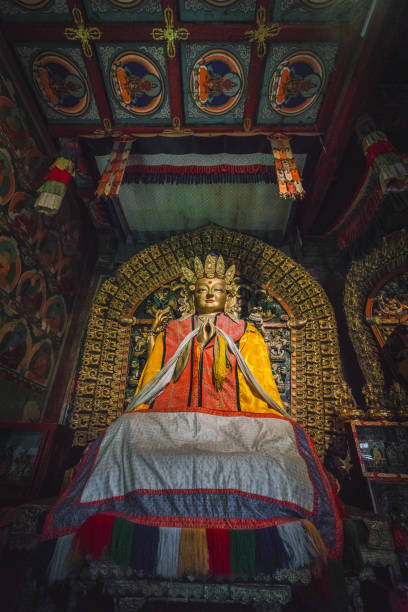 istock Buddhist temple interior  in Mongolian tribe village 1220944382