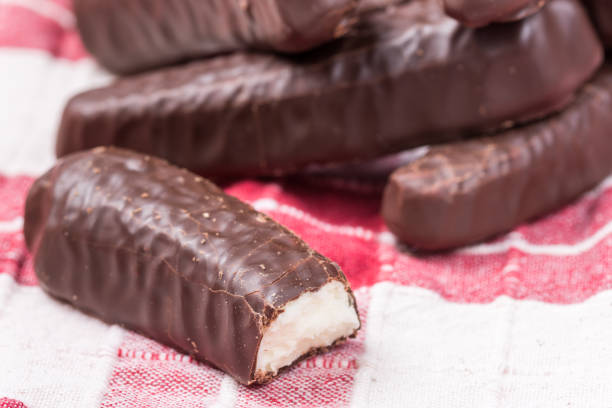 istock Bunch of chocolate bananas on the kitchen tablecloth 1220948114