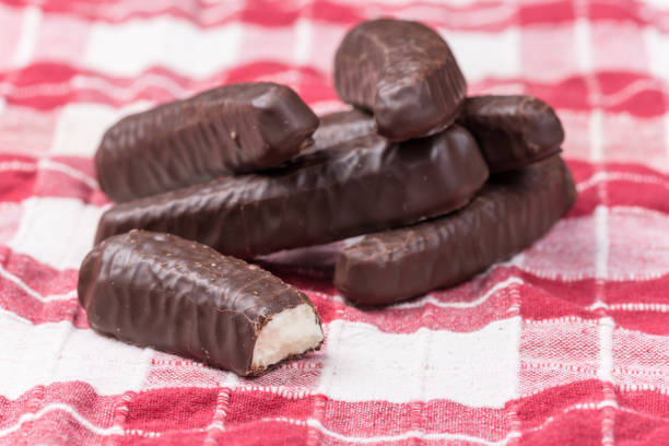 istock Bunch of chocolate bananas on the kitchen tablecloth 1220948319