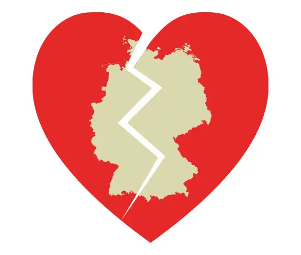 Vector illustration of Broken heart of Germany due to coronavirus deaths