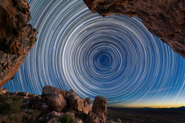istock A beautiful night sky photograph with circular star trails 1220953336