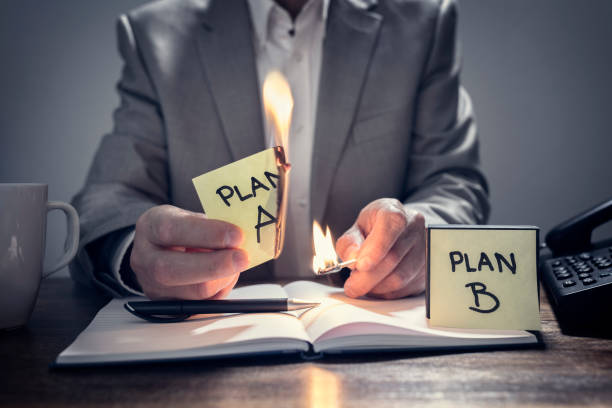 Change from Plan A to business Plan B Change from Plan A to business Plan B by burning note with matches fire letter b stock pictures, royalty-free photos & images