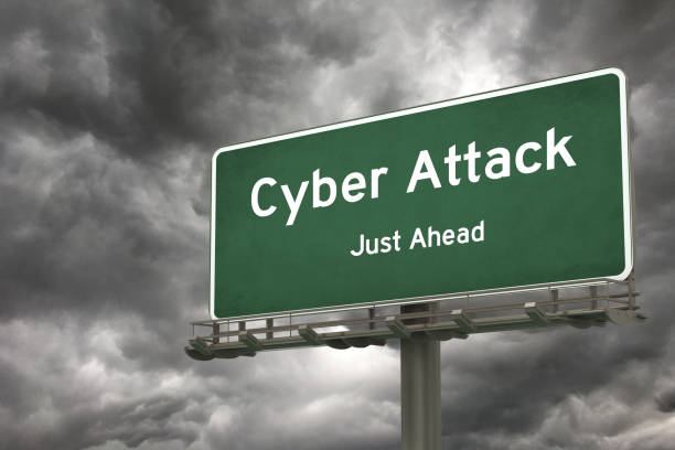 Cyber attack warning sign Cyber attack warning sign road warning sign photos stock pictures, royalty-free photos & images
