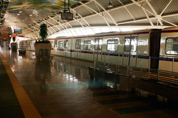 istock Sofia Airport metro station platform with train on it 1220960488