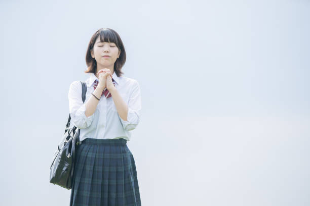 asian female high school student - japanese girl imagens e fotografias de stock