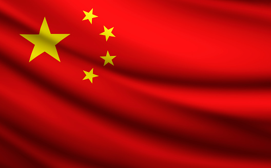 Image of a waving Chinese flag.
