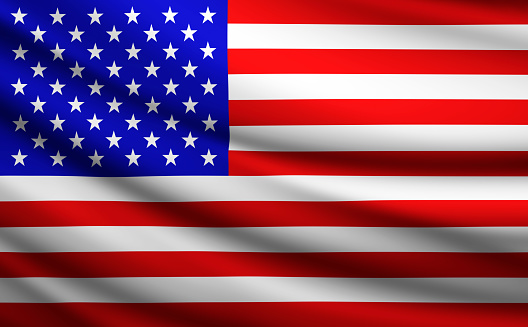 Image of a waving american flag.