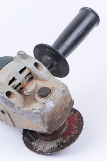 istock Old used dusty grinder over white background 1220969178