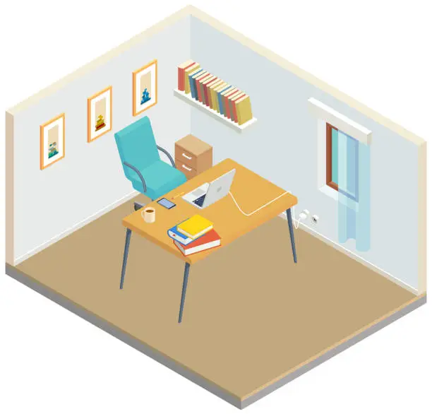 Vector illustration of Home Office Isometric