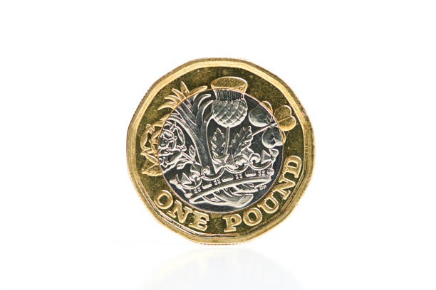 new one pound coin - one pound coin imagens e fotografias de stock