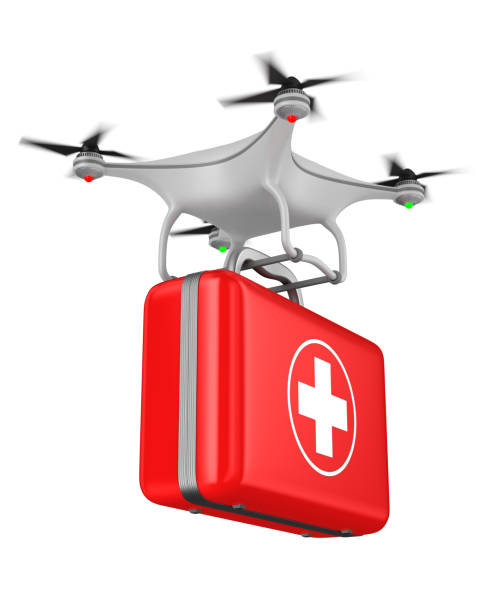 istock quadrocopter with first aid kit on white background. Isolated 3d illustration 1220973873