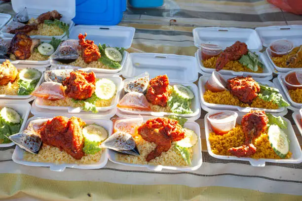 Photo of Nasi Lemak - Malaysian traditional food on the night market  on Lankawi island