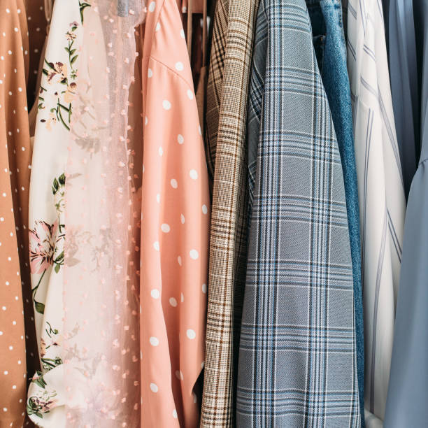 istock Capsule clothes in blue and pink colors closeup 1220974311