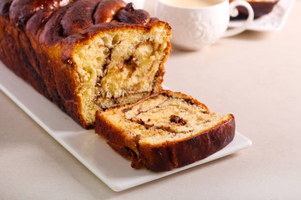 istock Chocolate and nut filled babka, sliced 1220975166