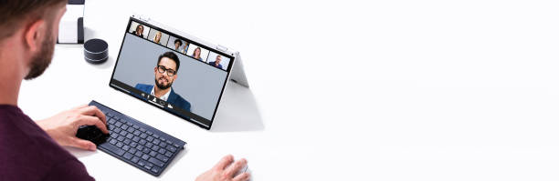 istock Businessman Video Conferencing On Laptop In The Office 1220975393