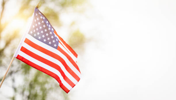 drapeau américain pour le memorial day, 4 juillet, fête du travail - vetarans day photos et images de collection