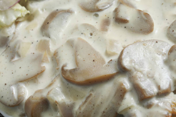 Pork beef stroganoff with mushrooms with grilled cheese and noodles.