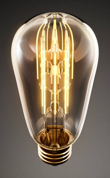 istock Decorative vintage LED lightbulb isolated on black 1220978463