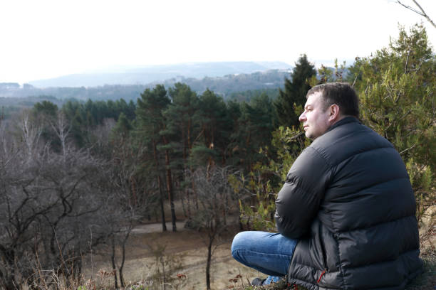 istock Man relaxing in Kislovodsk National Park 1220979034