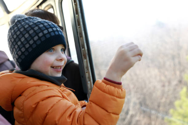 istock Child in cabin of cableway 1220979057