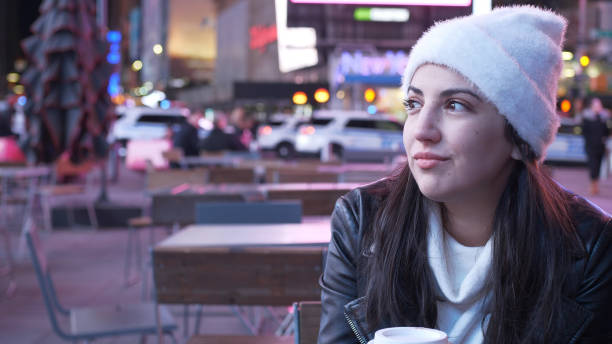 istock Young people on a sightseeing trip through New York by night 1220979247