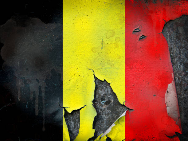 istock Flag of Belgium painted on a grunge wall 1220981349
