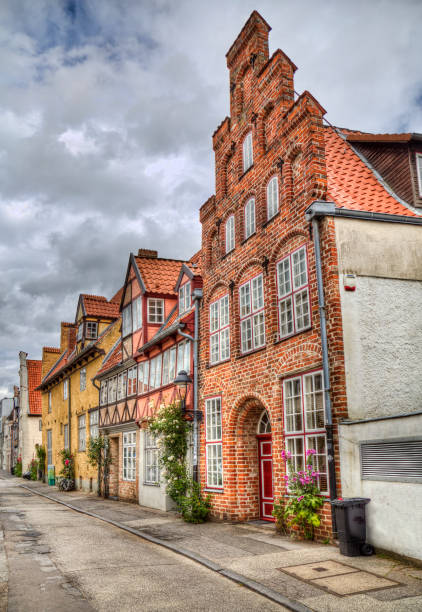 Street with historical houses in Lubeck, Germany
