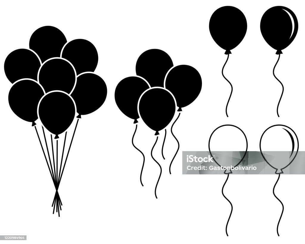 Cute Vector Illustration of Balloon Stencils on White - Royalty-free Balão - Enfeite arte vetorial