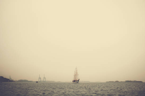 istock Foggy river view in Hamburg 1220985614
