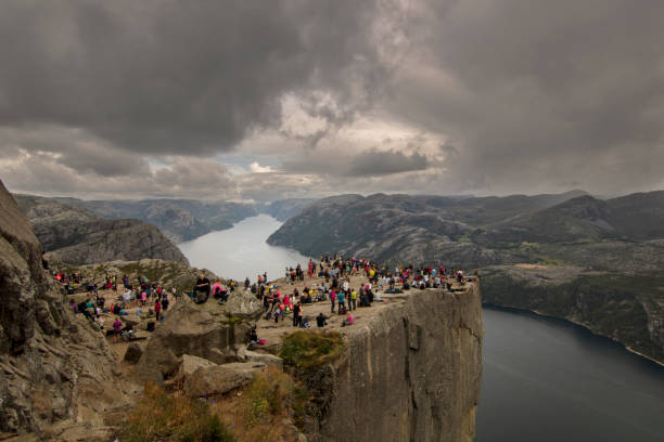 istock Preikestolen tourist rock 1220990661