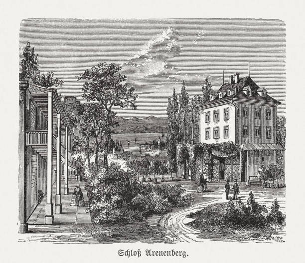 istock Arenenberg castle, Thurgau, Switzerland, wood engraving, published in 1893 1220991919