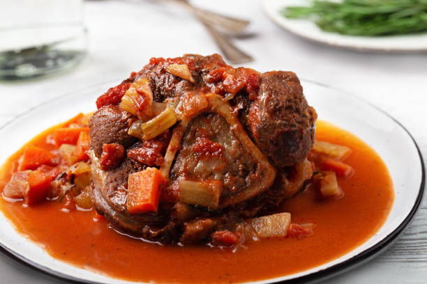 Stew beef meat shin with bone, osso bucco Stew beef meat shin with bone, osso bucco ossobuco stock pictures, royalty-free photos & images