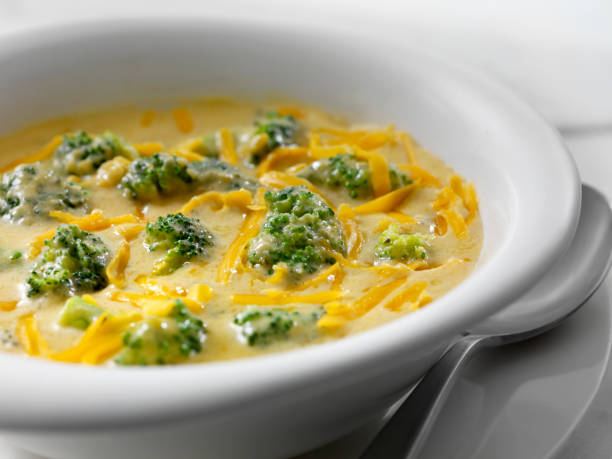 istock Creamy Broccoli and Cheddar Soup with Crusty Bread 1221001682