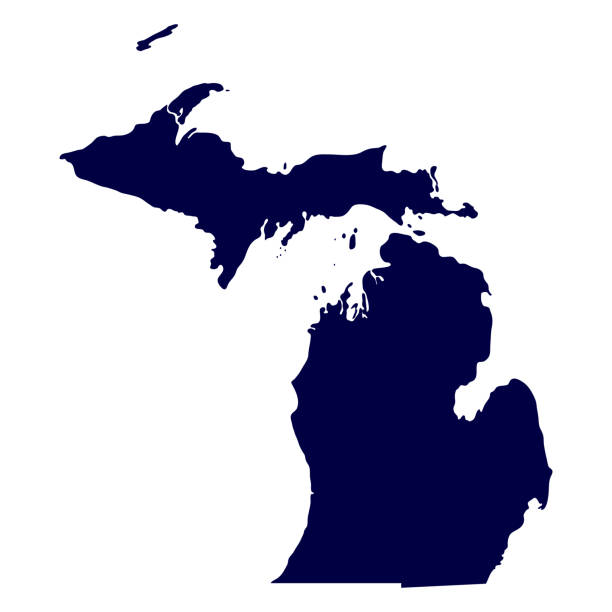 mapa stanu michigan - michigan stock illustrations