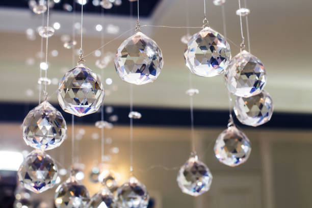 istock Glass faceted hanging balls. 1221001748