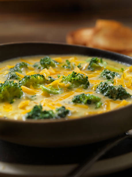 istock Creamy Broccoli and Cheddar Soup with Crusty Bread 1221002394