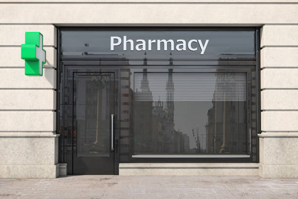 negozio di farmacia o design esterno della farmacia. - front store foto e immagini stock