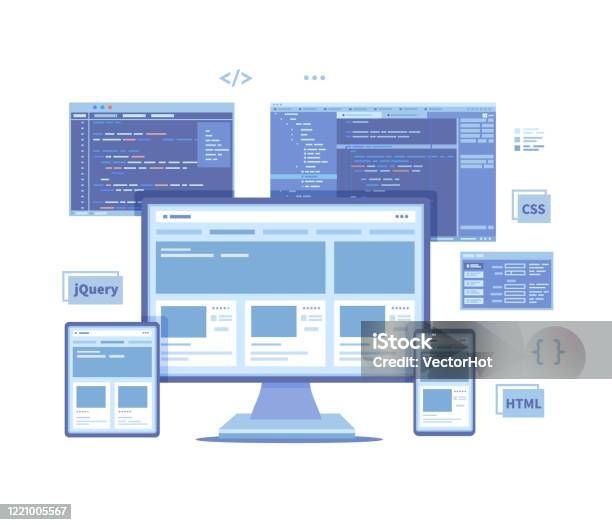 Ilustración de Desarrollo Frontend Creación De Un Diseño De Sitio ...