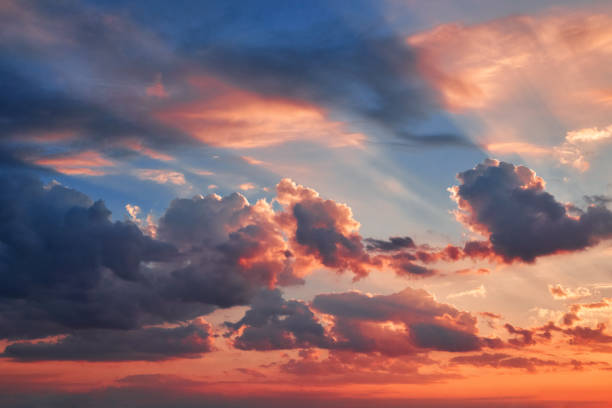 Colorful sky with clouds. Copy space