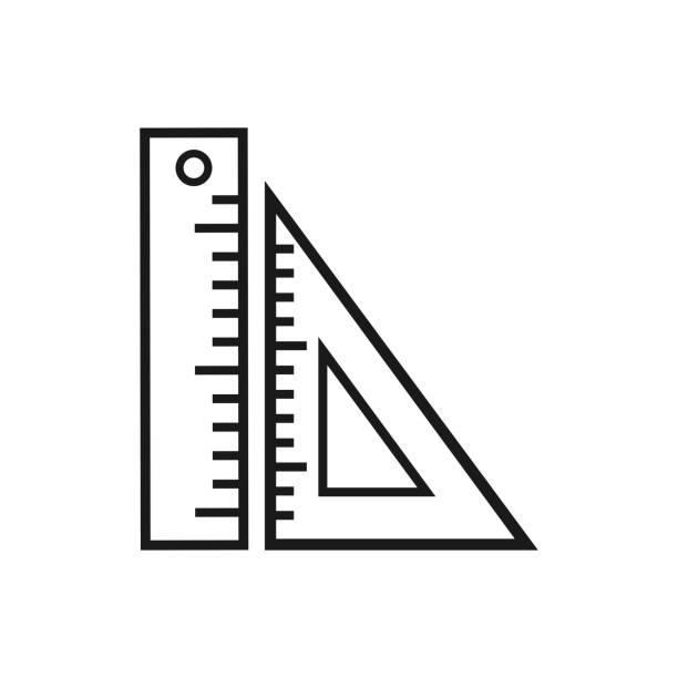 lineal vektor-symbol, lineal im trendigen flachen stil - ruler tape measure instrument of measurement centimeter stock-grafiken, -clipart, -cartoons und -symbole