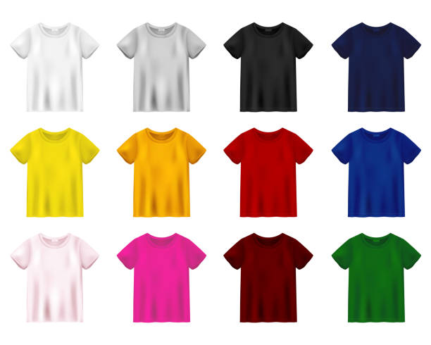 istock Set of t-shirt mockup isolated on white background. Unisex tee template. 1221014563