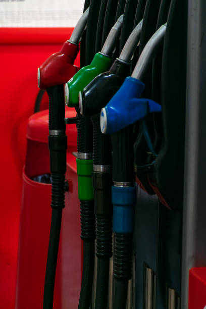 istock Nozzle for fuel supply at a service station 1221015343