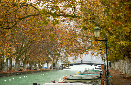 A pair of lovers on the Annecy bridge in France